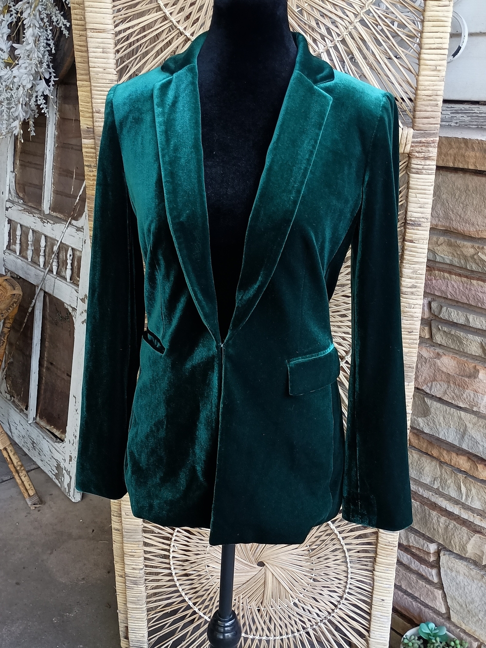 ANTONIO MELANI Deep Emerald Velvet Blazer_0